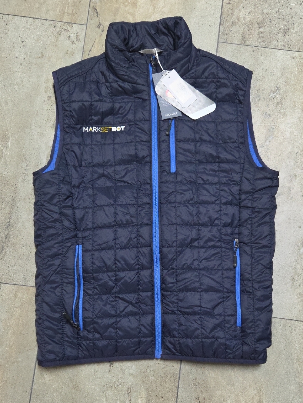 Cutter & Buck Navy Quilted Vest with Blue Trim